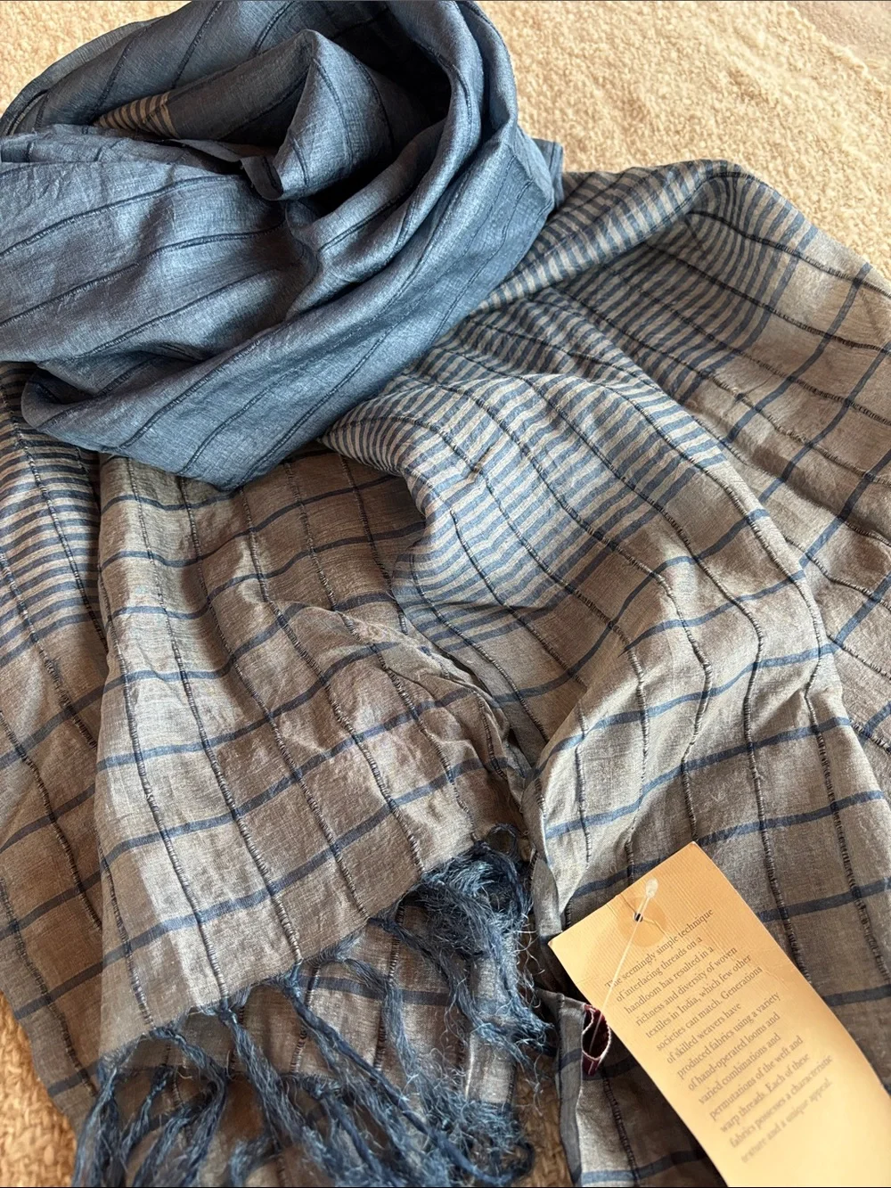 NWT Handwoven Indian Silk and Cotton Scarf